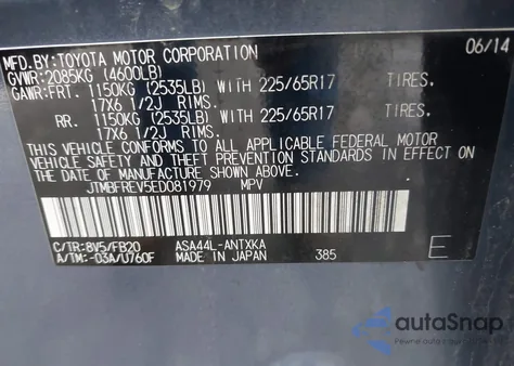 2014 Toyota Rav4 Le from USA, damaged, VIN JTMBFREV5ED081979